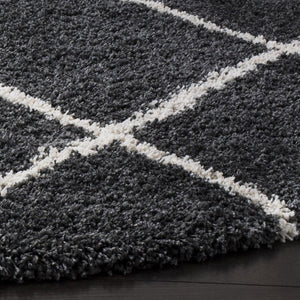 Hudson Shag 281 Shag Power Loomed Polypropylene Rug Dark Grey / Ivory