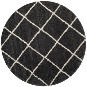 Hudson Shag 281 Shag Power Loomed Polypropylene Rug Dark Grey / Ivory