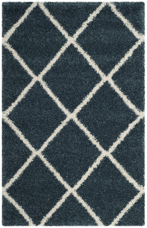 Hudson Shag 281 Shag Power Loomed Polypropylene Rug Slate Blue / Ivory