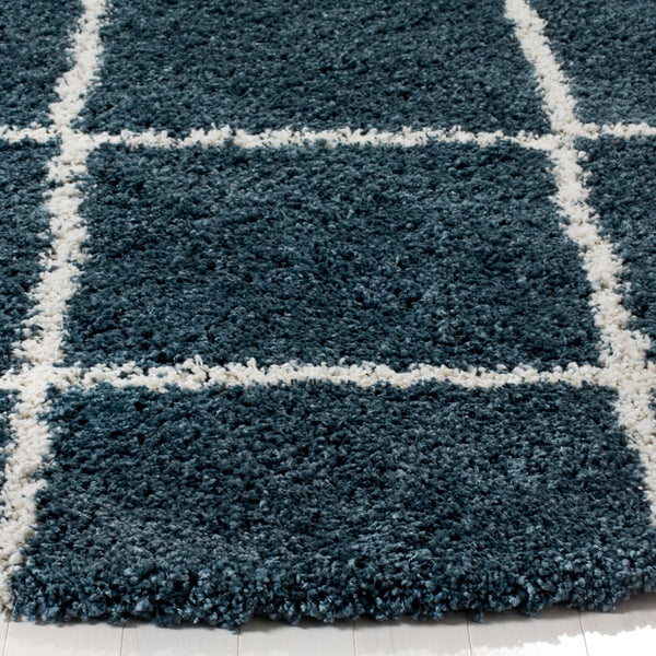 Hudson Shag 281 Shag Power Loomed Polypropylene Rug Slate Blue / Ivory