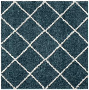 Hudson Shag 281 Shag Power Loomed Polypropylene Rug Slate Blue / Ivory