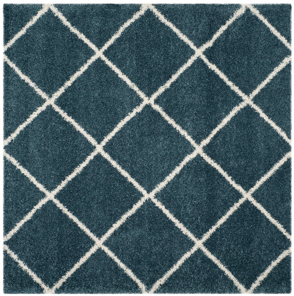 Hudson Shag 281 Shag Power Loomed Polypropylene Rug Slate Blue / Ivory