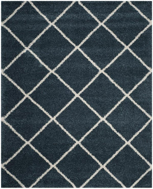 Hudson Shag 281 Shag Power Loomed Polypropylene Rug Slate Blue / Ivory