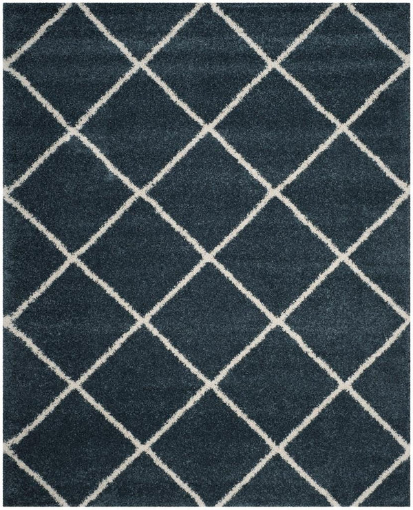 Hudson Shag 281 Shag Power Loomed Polypropylene Rug Slate Blue / Ivory