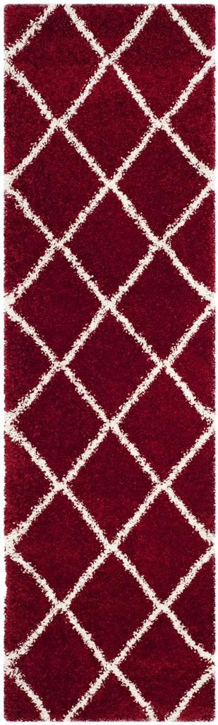 Hudson Shag 281 Shag Power Loomed Polypropylene Rug Red / Ivory