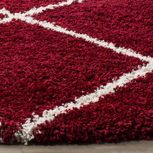 Hudson Shag 281 Shag Power Loomed Polypropylene Rug Red / Ivory