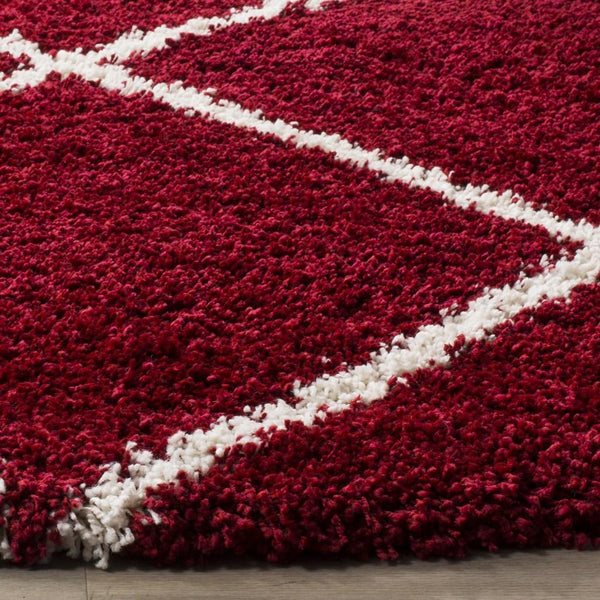 Hudson Shag 281 Shag Power Loomed Polypropylene Rug Red / Ivory