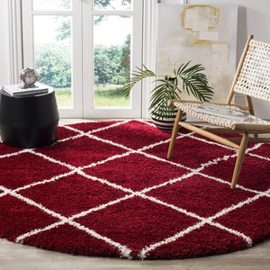 Hudson Shag 281 Shag Power Loomed Polypropylene Rug Red / Ivory