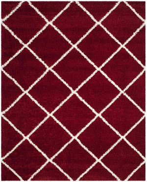 Hudson Shag 281 Shag Power Loomed Polypropylene Rug Red / Ivory