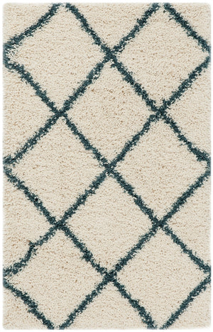 Hudson Shag 281 Shag Power Loomed Polypropylene Rug Ivory / Slate Blue