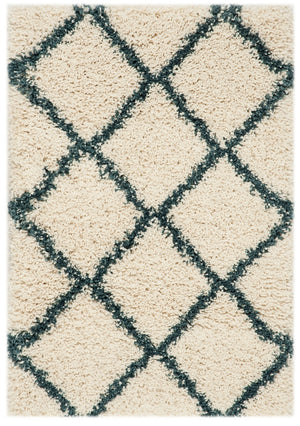 Hudson Shag 281 Shag Power Loomed Polypropylene Rug Ivory / Slate Blue