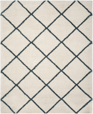 Hudson Shag 281 Shag Power Loomed Polypropylene Rug Ivory / Slate Blue