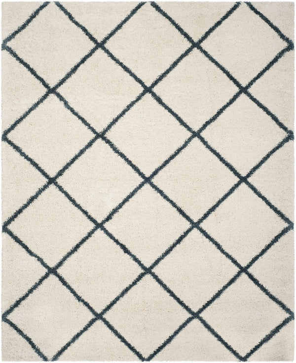 Hudson Shag 281 Shag Power Loomed Polypropylene Rug Ivory / Slate Blue