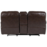 Porter Designs Ramsey Leather-Look Transitional Reclining Console Love Brown 03-112C-02-6013