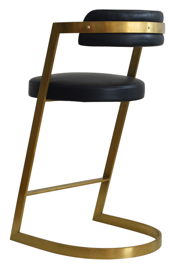 VIG Furniture Modrest Shandra - Black Pleather + Gold Counter Stool VGRHRHS-CS-220-PU-BLK-BS