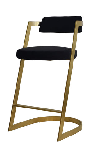 VIG Furniture Modrest Shandra - Black Velvet + Gold Counter Stool VGRHRHS-CS-220-FB-BLK-BS