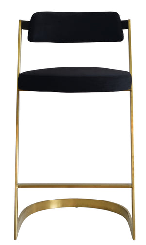 VIG Furniture Modrest Shandra - Black Velvet + Gold Counter Stool VGRHRHS-CS-220-FB-BLK-BS
