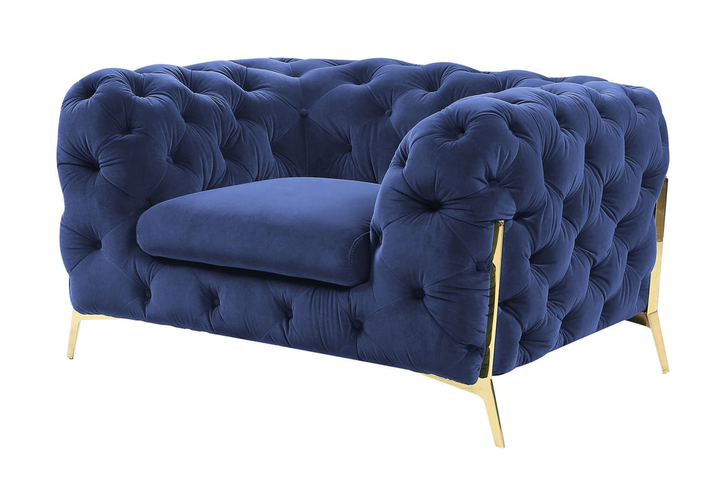 VIG Furniture Divani Casa Sheila - Transitional Dark Blue Fabric Chair VGCA1346-BLUE-CH