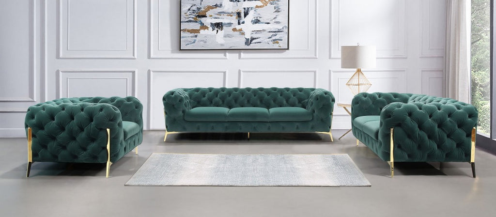 VIG Furniture Divani Casa Sheila - Modern Emerald Green Fabric Sofa Set VGCA1346 VGCA1346