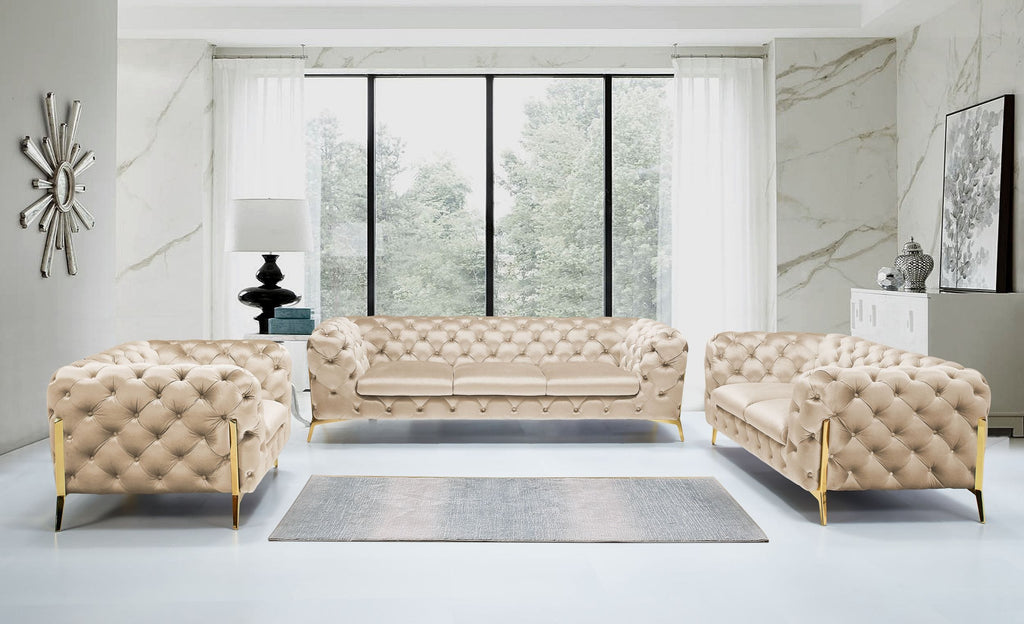 VIG Furniture Divani Casa Sheila - Transitional Light Beige Fabric Sofa Set VGCA1346-OBEI-SET
