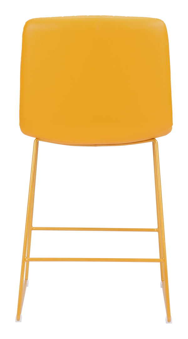 Zuo Modern Mode 100% Polyurethane, Plywood, Steel Modern Commercial Grade Counter Stool Set - Set of 2 Yellow 100% Polyurethane, Plywood, Steel