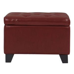 Julian Stylish Rectangular Bonded Leather Storage Ottoman with Biscuit Tufting for Home Organization