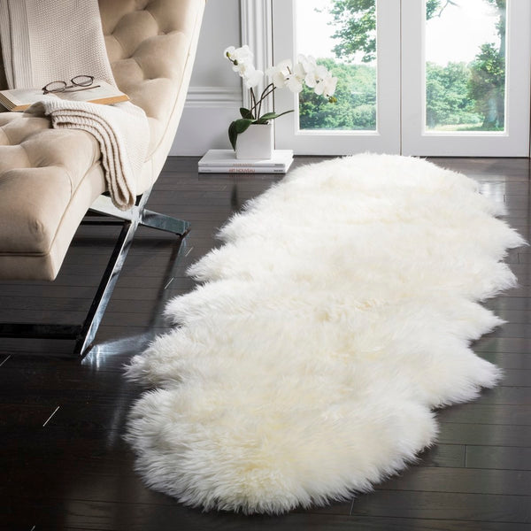 Safavieh Sheep Skin 121 NATURAL SHEEP SKIN MADE WITHOUT DYING 90% Jute/10% Cotton Rug SHS121A-2