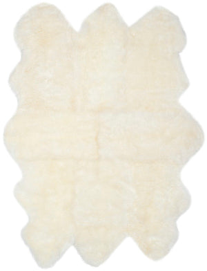 Safavieh Sheep Skin 121 NATURAL SHEEP SKIN MADE WITHOUT DYING 90% Jute/10% Cotton Rug SHS121A-2