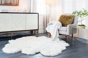 Sheepskin SHS-9600 Modern Sheepskin Rug SHS9600-6SQ Ivory 100% Sheepskin 6' Square