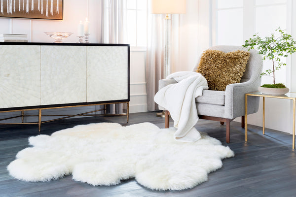 Sheepskin SHS-9600 Modern Sheepskin Rug SHS9600-6SQ Ivory 100% Sheepskin 6' Square
