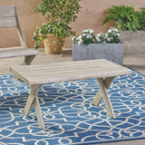 Noble House Eaglewood Outdoor Acacia Wood Coffee Table, Light Grey