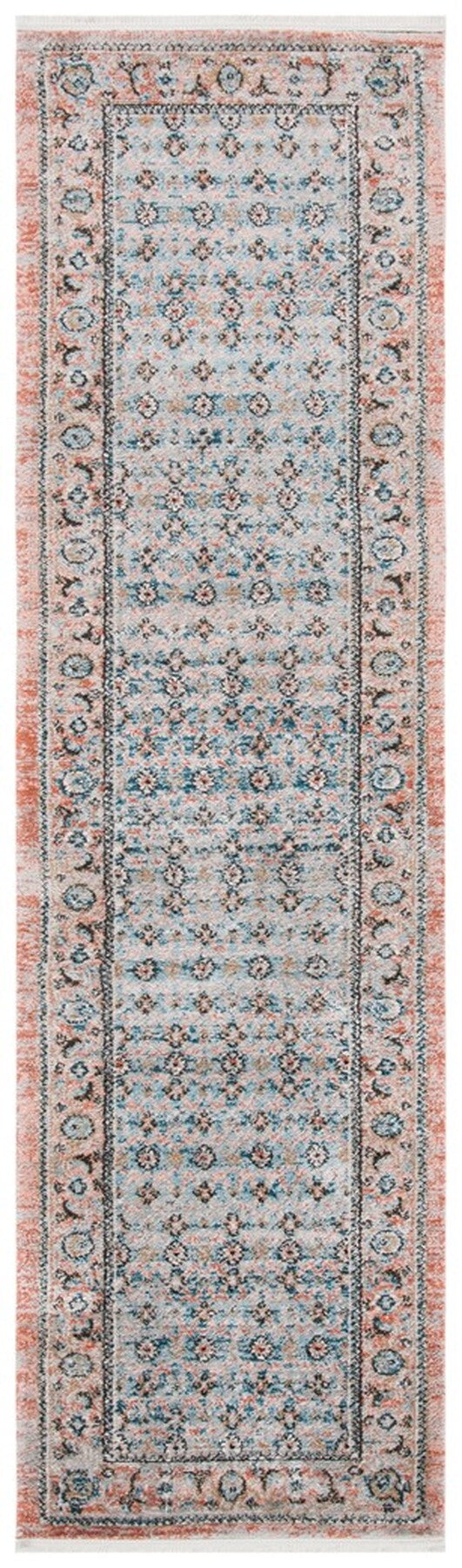 Shivan 700 Shivan 722 Contemporary Power Loomed Polypropylene Rug Blue / Rose