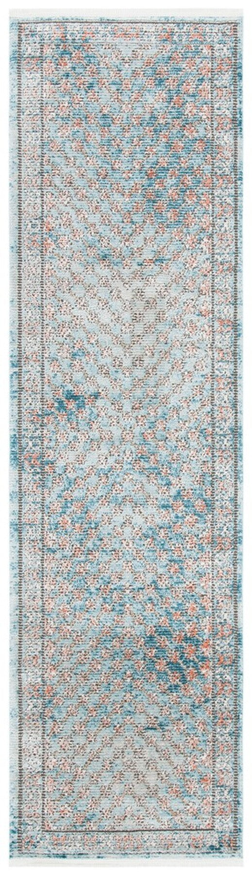 Shivan 700 Shivan 729 Contemporary Power Loomed Polypropylene Rug Blue / Rose
