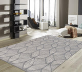Pasargad Simplicity Collection Flat Weave Polyester Silver Area Rug SILVIA-02 5x8-PASARGAD