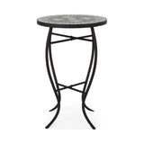 Bloomfield Outdoor Side Table with Tile Top, Teal, Yellow, and Black