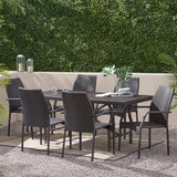 Noble House Alexandria Outdoor 7 Piece Multibrown Wicker Dining Set