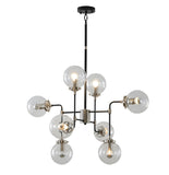 Bethel Polished Nickel & Black Chandelier in Steel & Glass