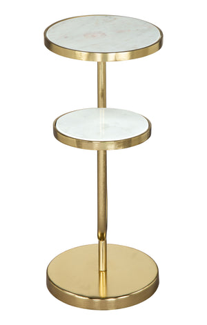Zuo Modern Marc Marble, Iron Modern Commercial Grade Side Table White, Gold Marble, Iron