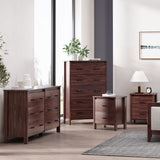 Noble House Olimont Contemporary 4 Piece Dresser and Nightstand Set, Walnut 