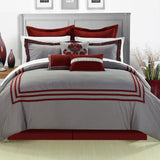 COSMO RED/SILVER QUEEN 8PC COMFORTER SET