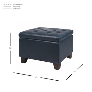 Julian Stylish Rectangular Bonded Leather Storage Ottoman with Biscuit Tufting for Home Organization