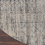 Nourison Nyle NYE06 Bohemian Machine Made Power-loomed Indoor only Area Rug Ivory Blue 7'10" x round 99446105776