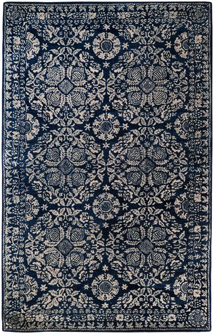 Smithsonian SMI-2112 Traditional NZ Wool Rug SMI2112-58 Dark Blue, Light Gray 100% NZ Wool 5' x 8'