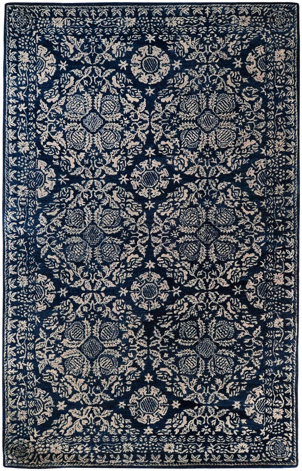 Smithsonian SMI-2112 Traditional NZ Wool Rug SMI2112-58 Dark Blue, Light Gray 100% NZ Wool 5' x 8'