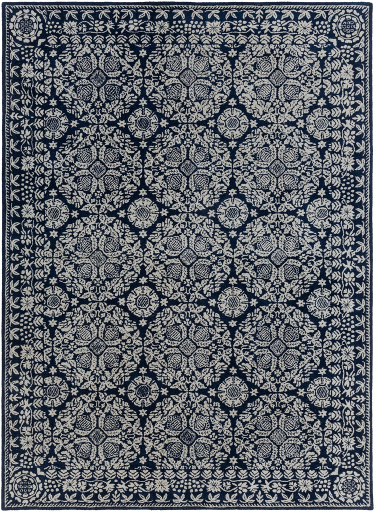 Smithsonian SMI-2112 Traditional NZ Wool Rug SMI2112-811 Dark Blue, Light Gray 100% NZ Wool 8' x 11'