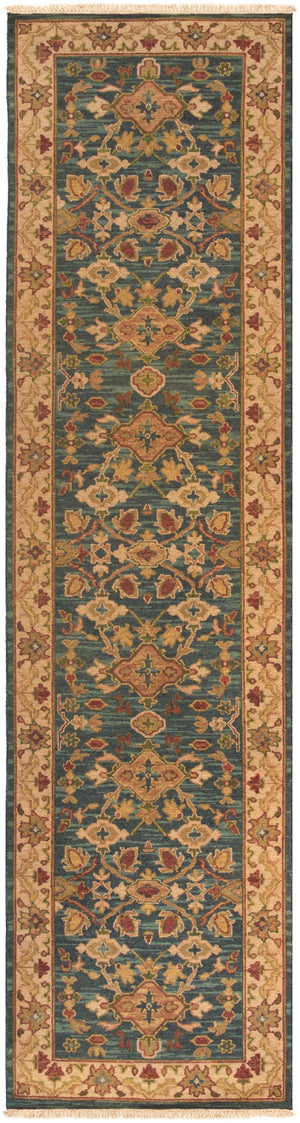 Soumek SMK-51 Traditional NZ Wool Rug SMK51-2610 Dark Green, Camel, Burnt Orange, Rust, Grass Green, Mustard 100% NZ Wool 2'6" x 10'