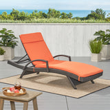 Salem Outdoor Chaise Lounge Cushion, Orange Noble House