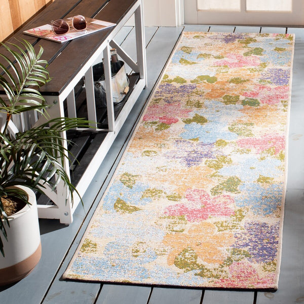 Summer 410 Indoor / Outdoor Power Loomed 23% Polyester 76% Polypropylene 1% Backing Material Rug Blue / Pink