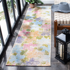 Summer 410 Indoor / Outdoor Power Loomed 23% Polyester 76% Polypropylene 1% Backing Material Rug Blue / Pink