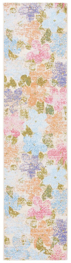 Summer 410 Indoor / Outdoor Power Loomed 23% Polyester 76% Polypropylene 1% Backing Material Rug Blue / Pink